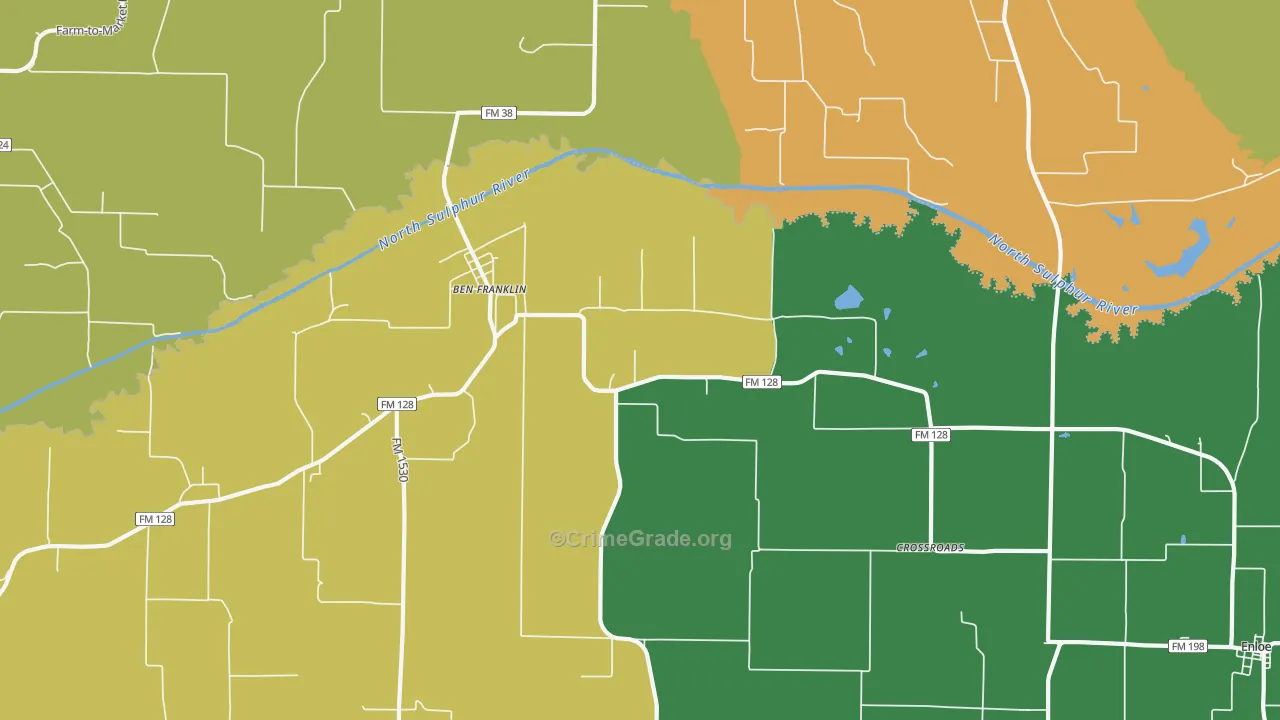 Ben Franklin, TX Map of Assault Rates