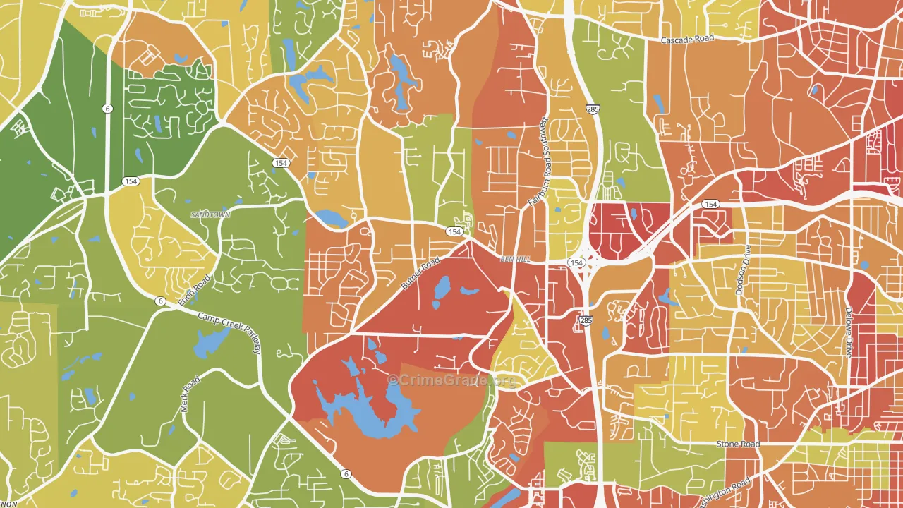 Ben Hill, Atlanta, GA Map of Assault Rates