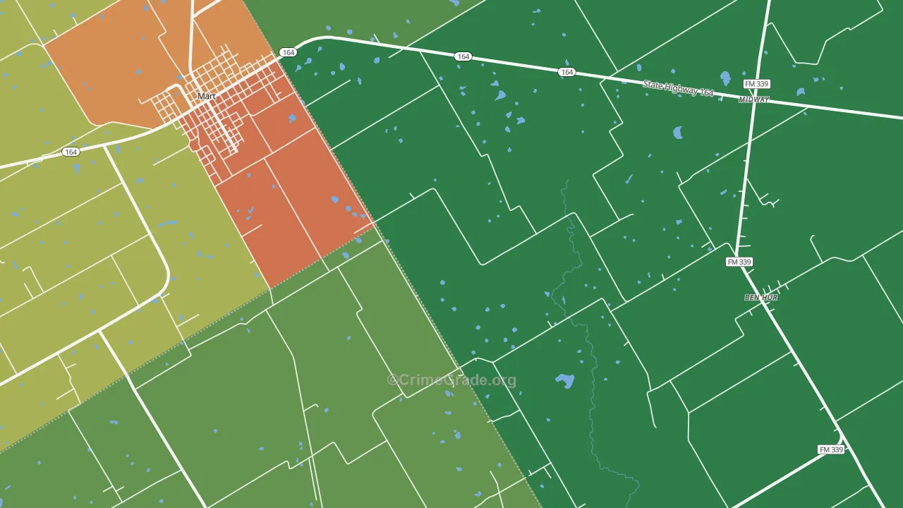 Ben Hur, TX Map of Assault Rates