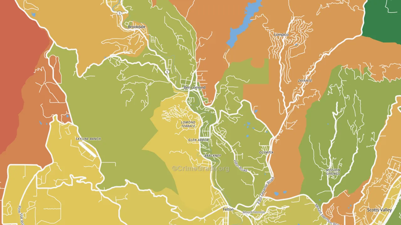 Ben Lomond, CA Map of Assault Rates