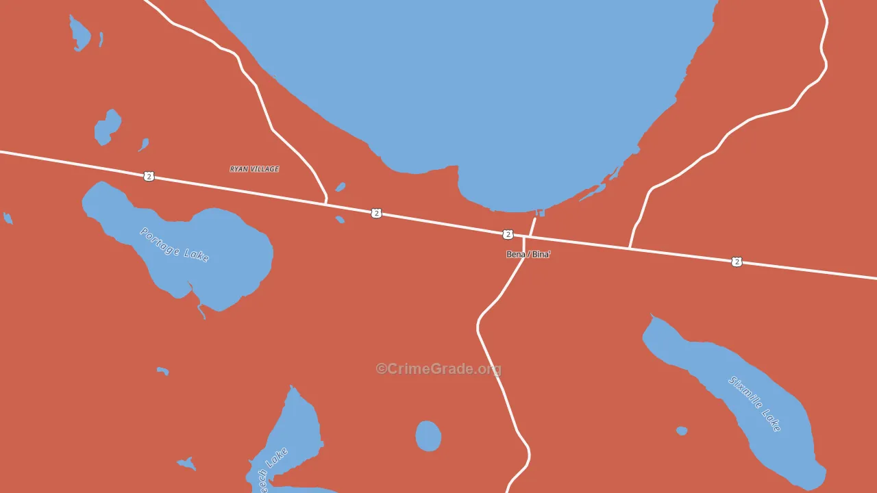 Bena, MN Map of Assault Rates