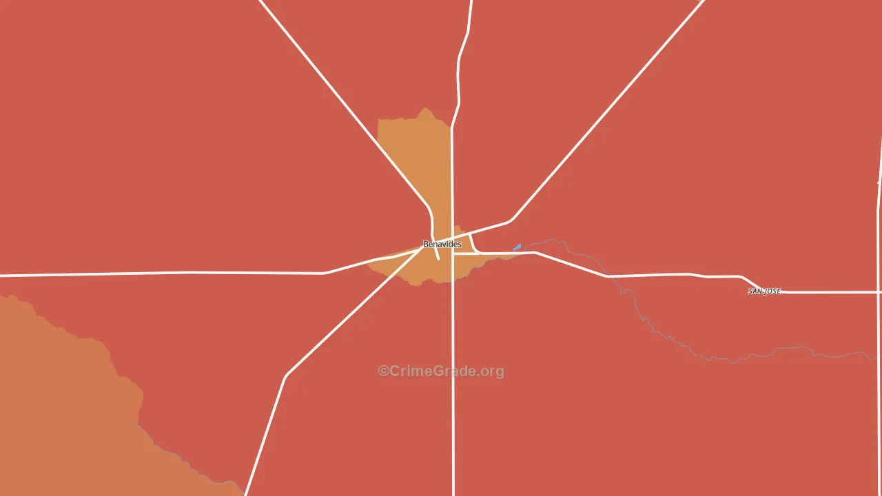 Benavides, TX Map of Assault Rates