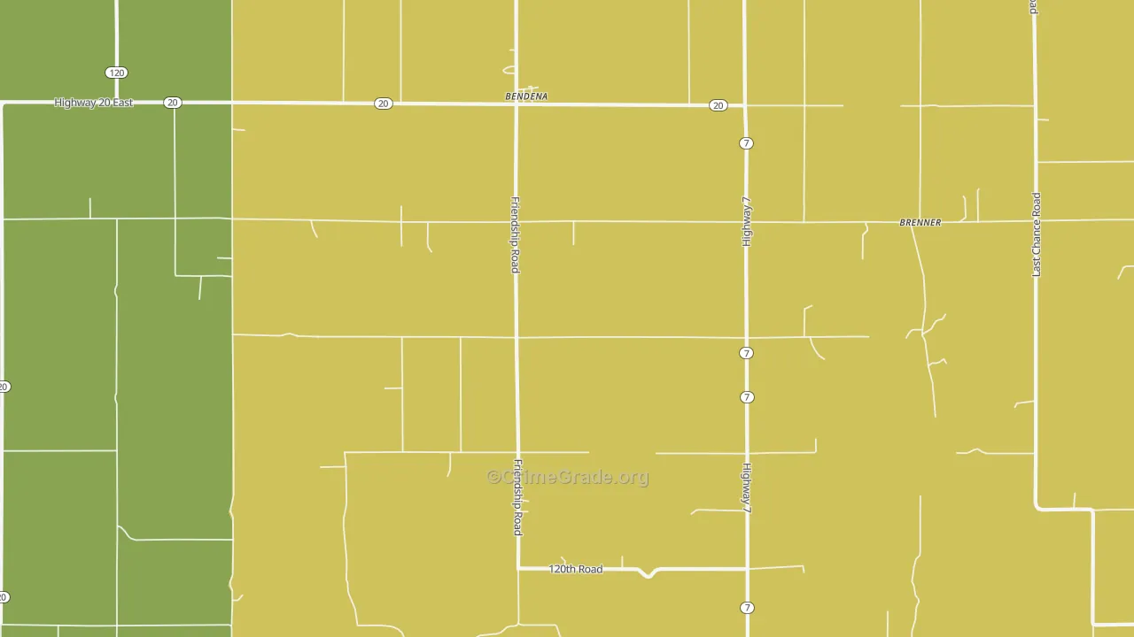 Bendena, KS Map of Assault Rates