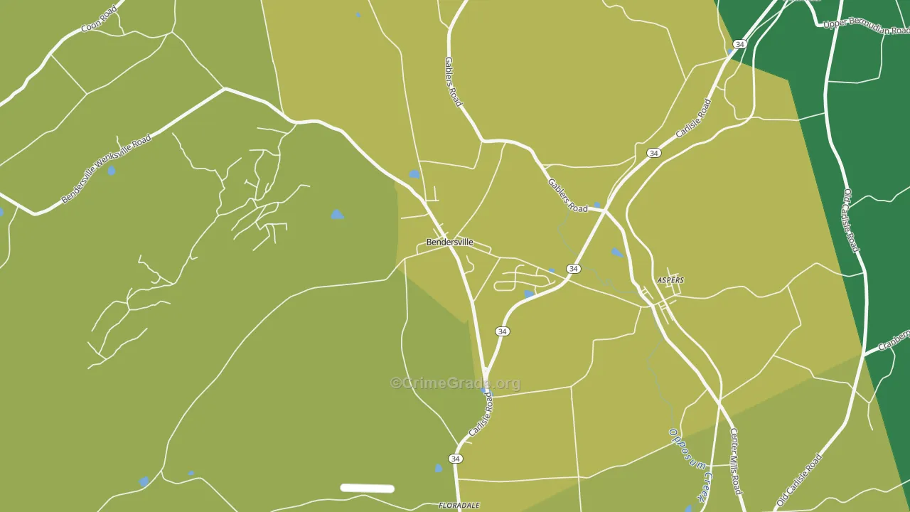 Bendersville, PA Map of Assault Rates