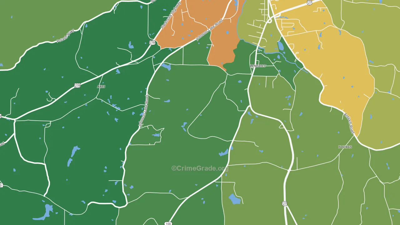 Benedict, GA Map of Assault Rates