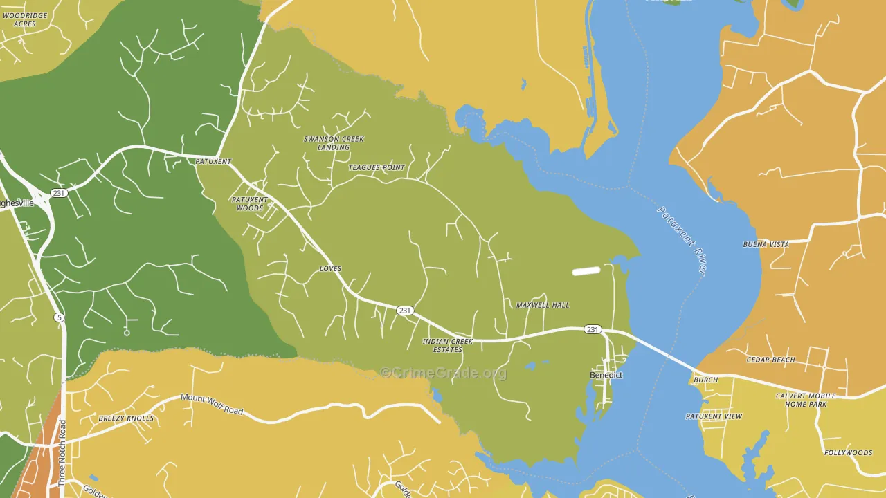 Benedict, MD Map of Assault Rates