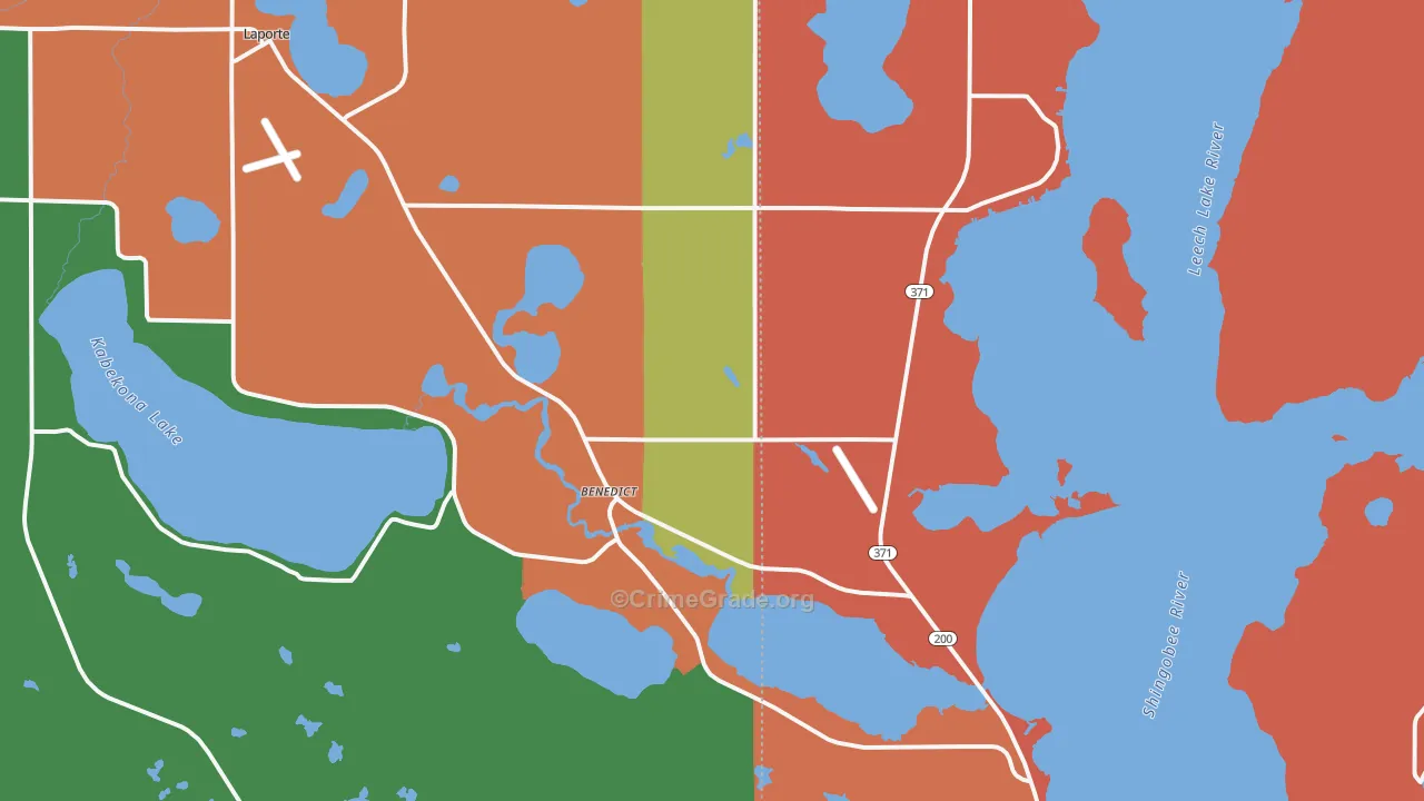 Benedict, MN Map of Assault Rates