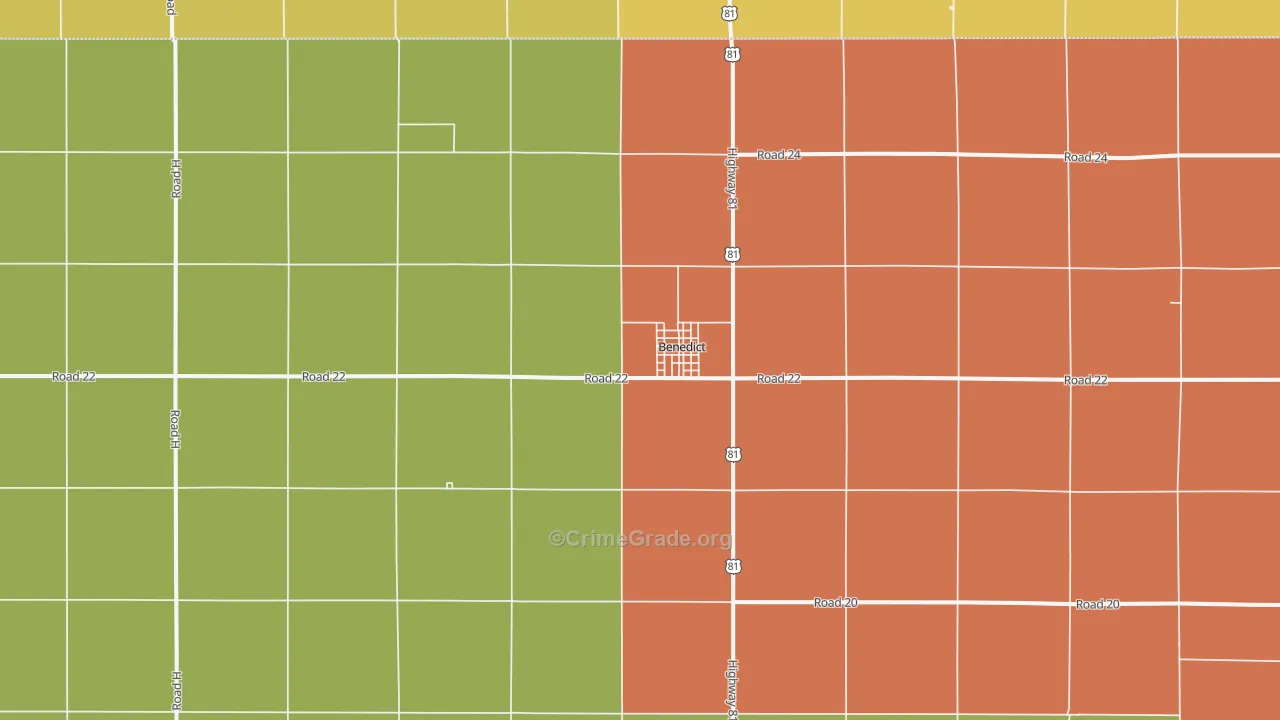 Benedict, NE Map of Assault Rates