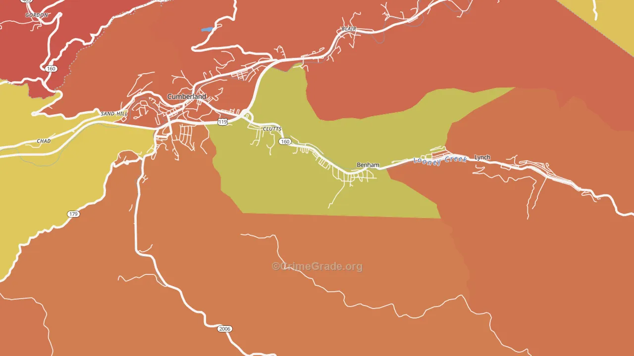Benham, KY Map of Assault Rates