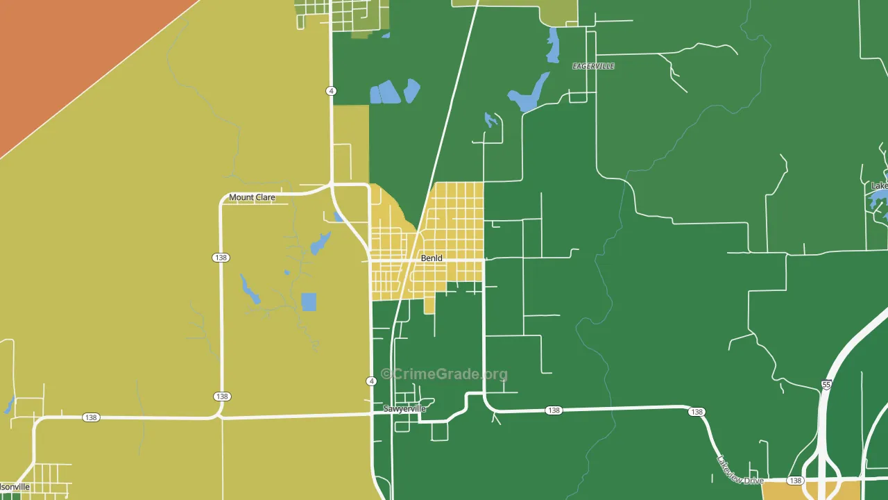 Benld, IL Map of Assault Rates