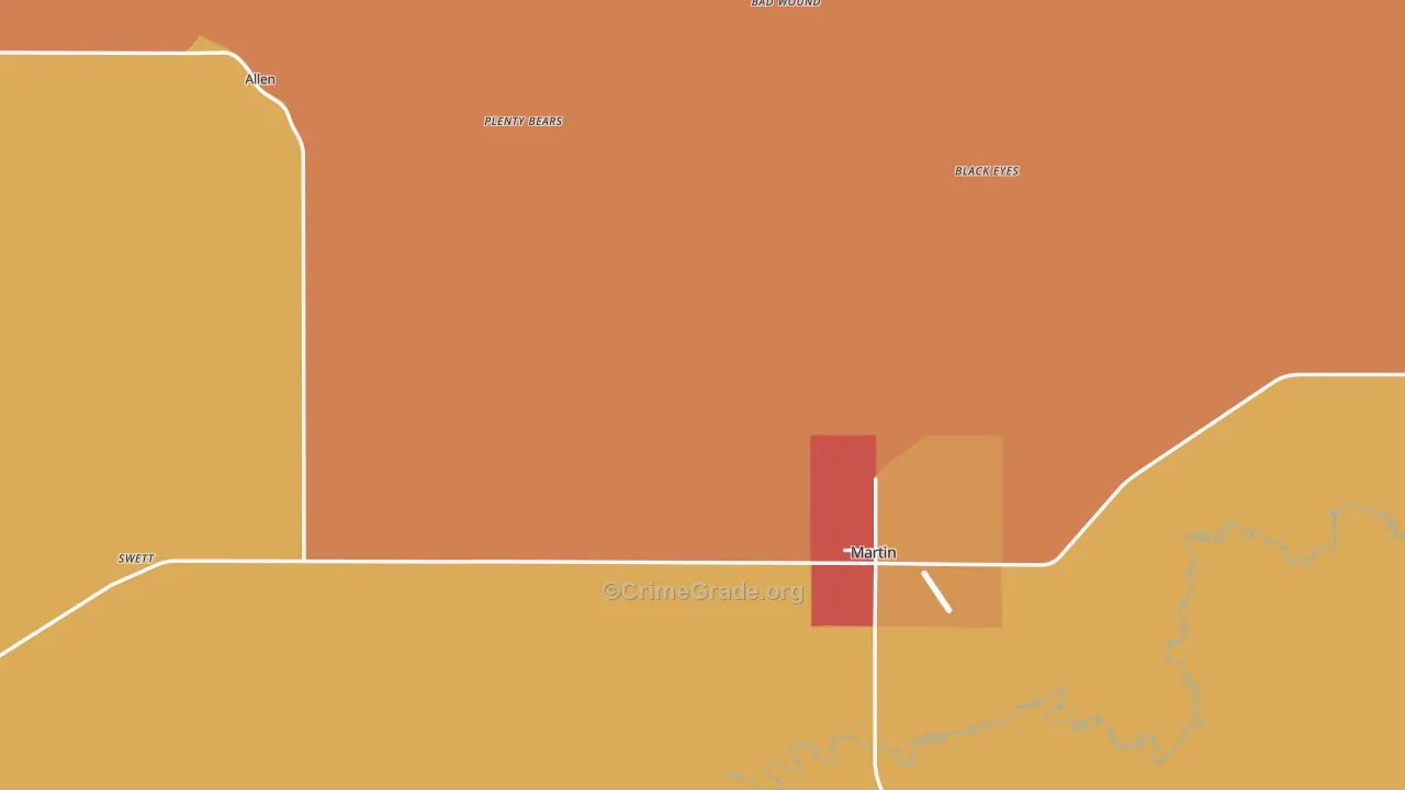 Bennett County, SD Map of Assault Rates