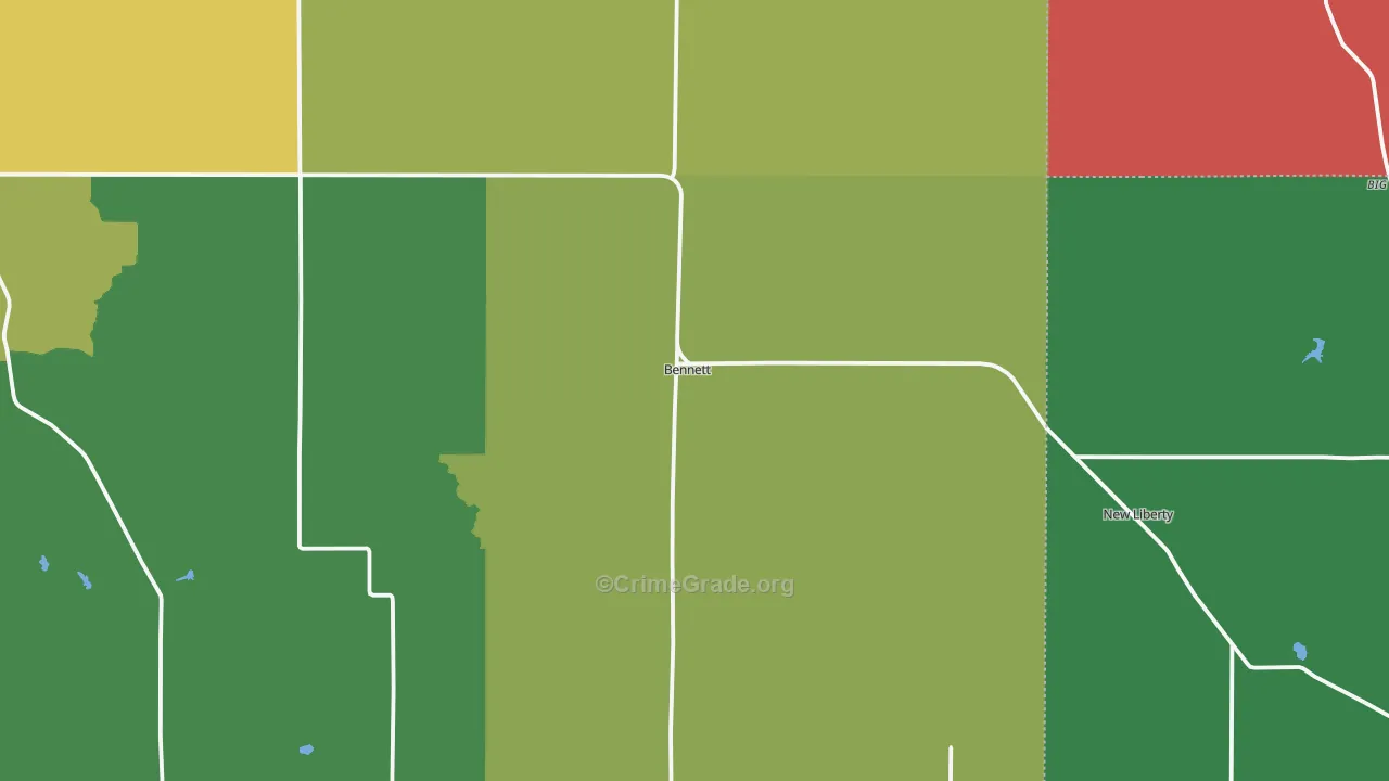 Bennett, IA Map of Assault Rates