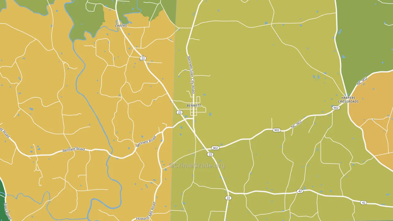 Bennett, NC Map of Assault Rates