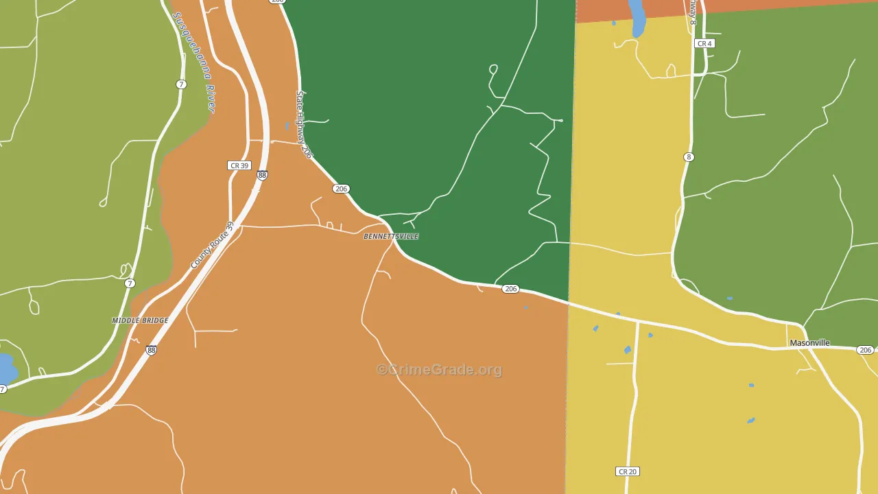Bennettsville, NY Map of Assault Rates