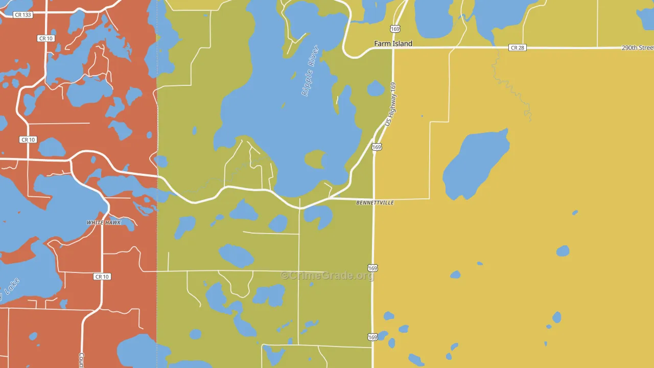 Bennettville, MN Map of Assault Rates
