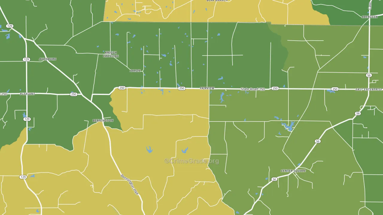Bennington, IN Map of Assault Rates