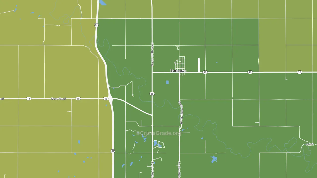 Bennington, KS Map of Assault Rates