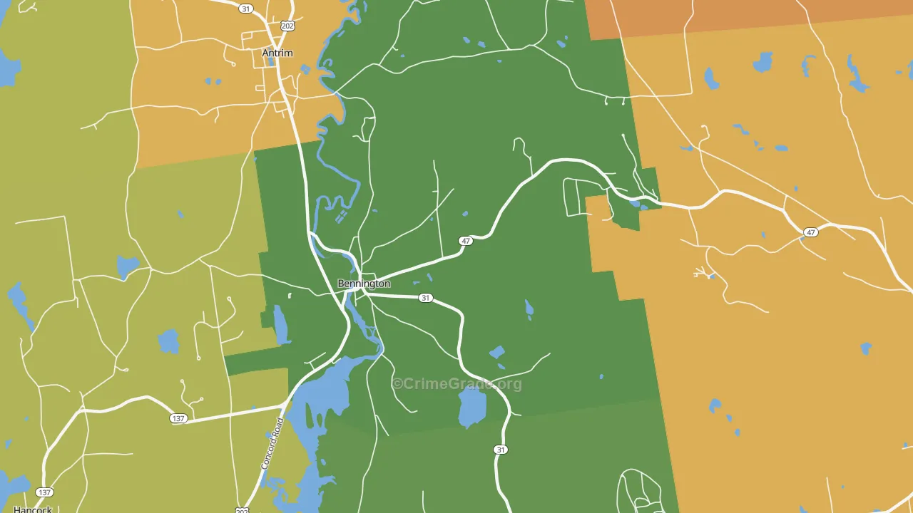 Bennington, NH Map of Assault Rates