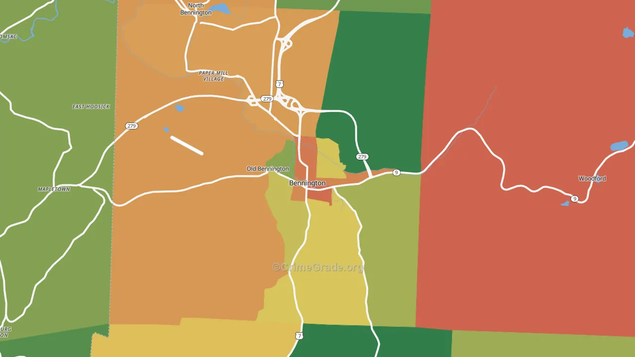 Bennington, VT Map of Assault Rates