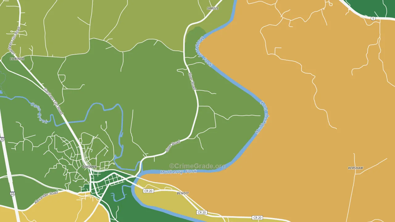 Benoit, AL Map of Assault Rates