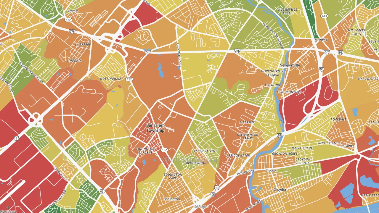 Bensalem, PA Map of Assault Rates