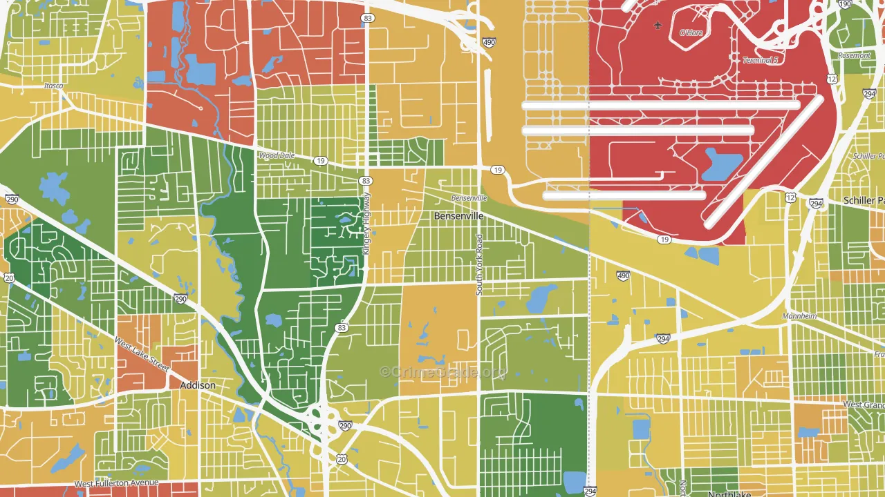 Bensenville, IL Map of Assault Rates