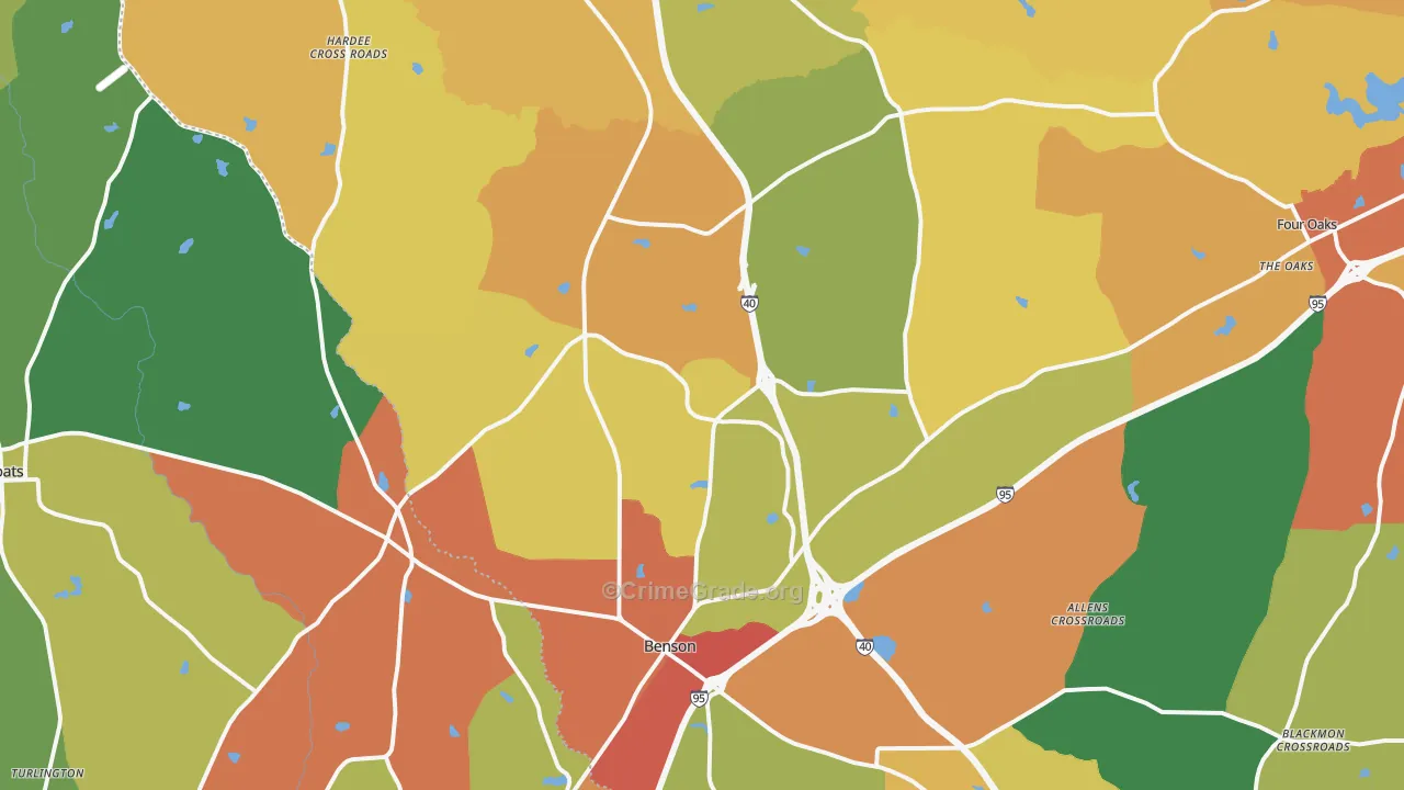 Benson, NC Map of Assault Rates