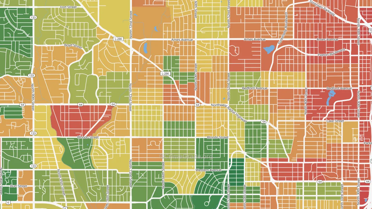 Benson, Omaha, NE Map of Assault Rates