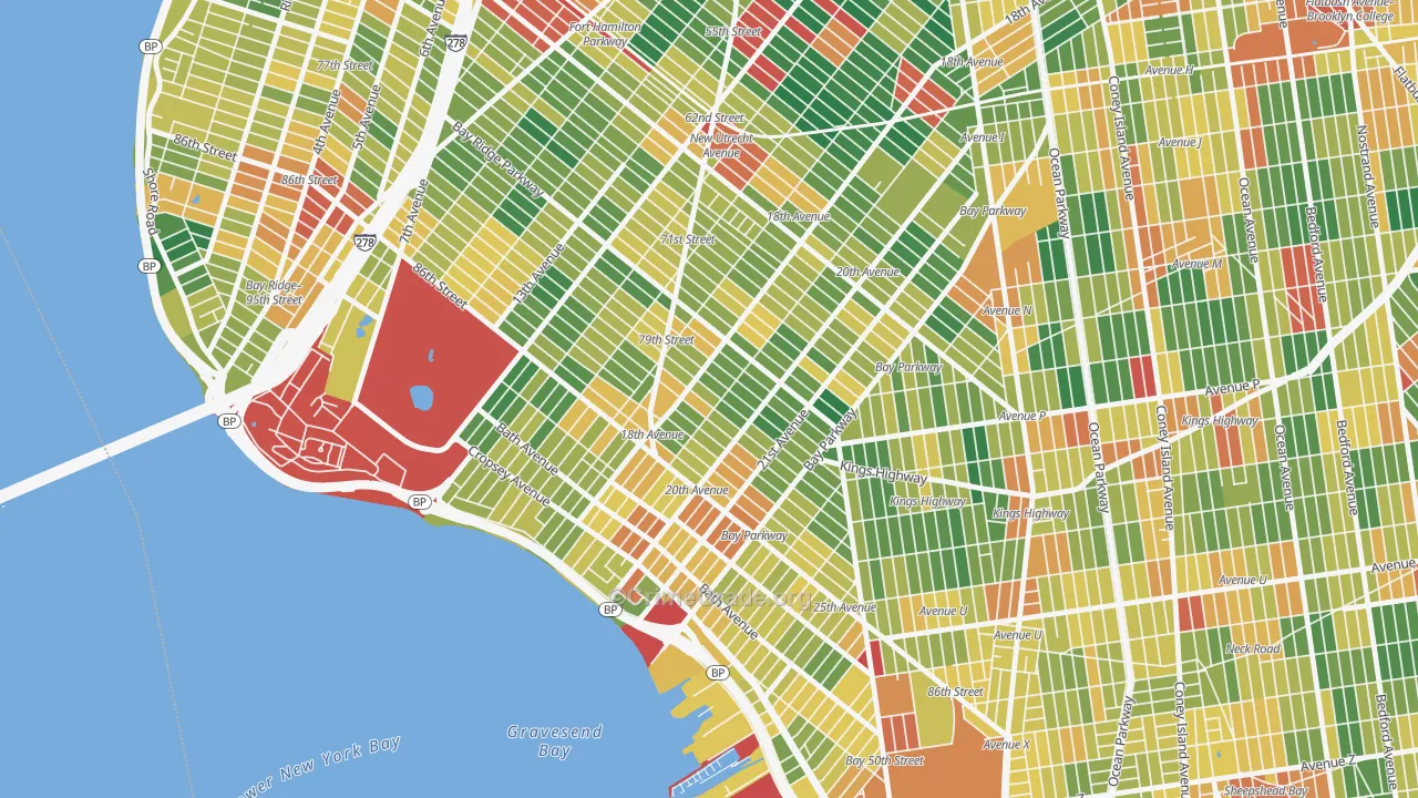 Bensonhurst, Brooklyn, NY Map of Assault Rates