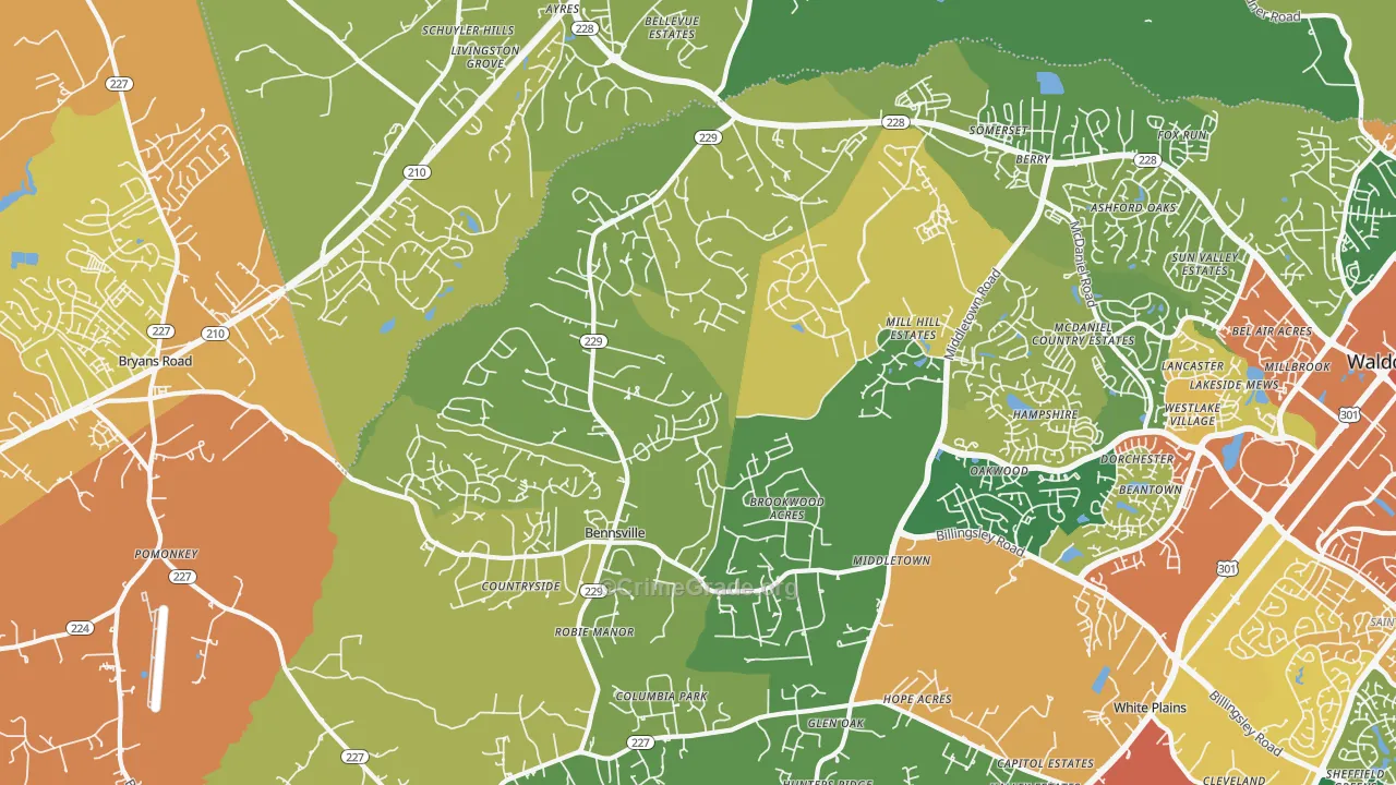 Bensville, Waldorf, MD Map of Assault Rates