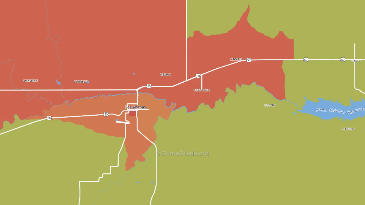 Bent County, CO Map of Assault Rates