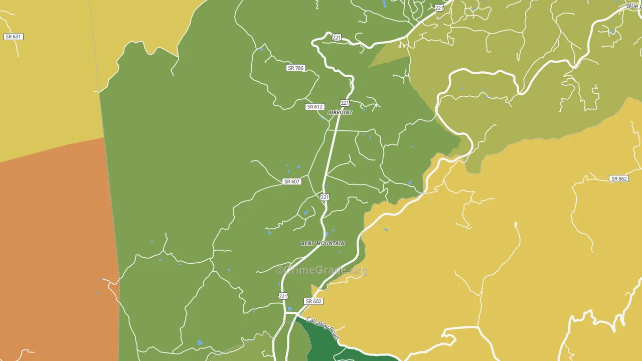 Bent Mountain, VA Map of Assault Rates