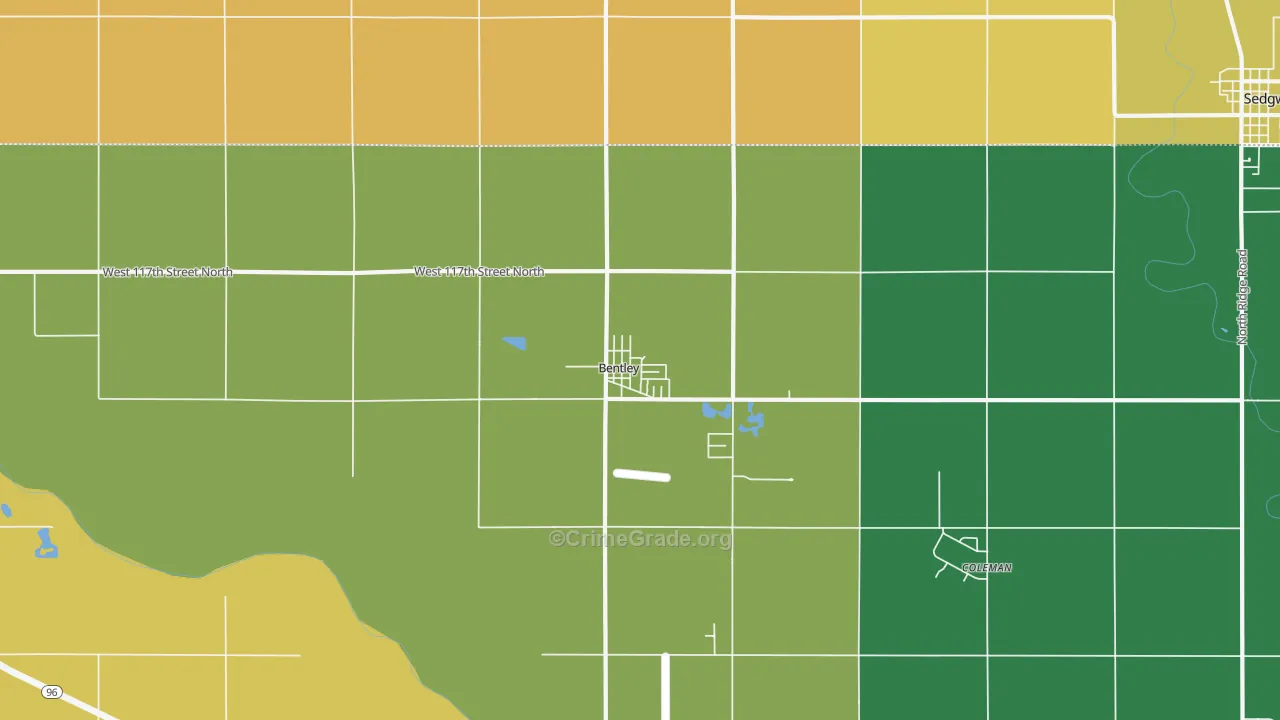 Bentley, KS Map of Assault Rates