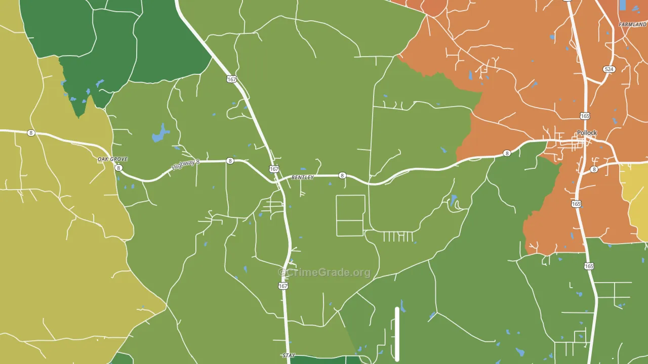 Bentley, LA Map of Assault Rates