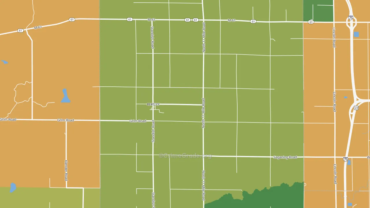 Bentley, MI Map of Assault Rates