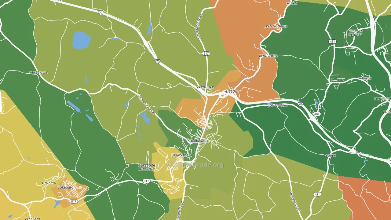 Bentleyville, PA Map of Assault Rates