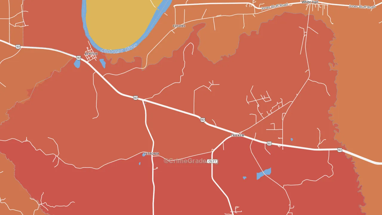 Benton, AL Map of Assault Rates
