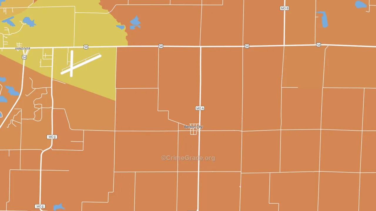 Benton City, MO Map of Assault Rates