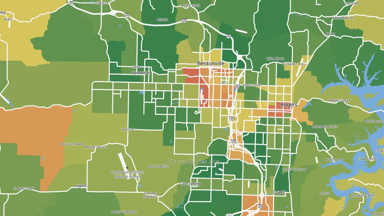 Benton County, AR Map of Assault Rates