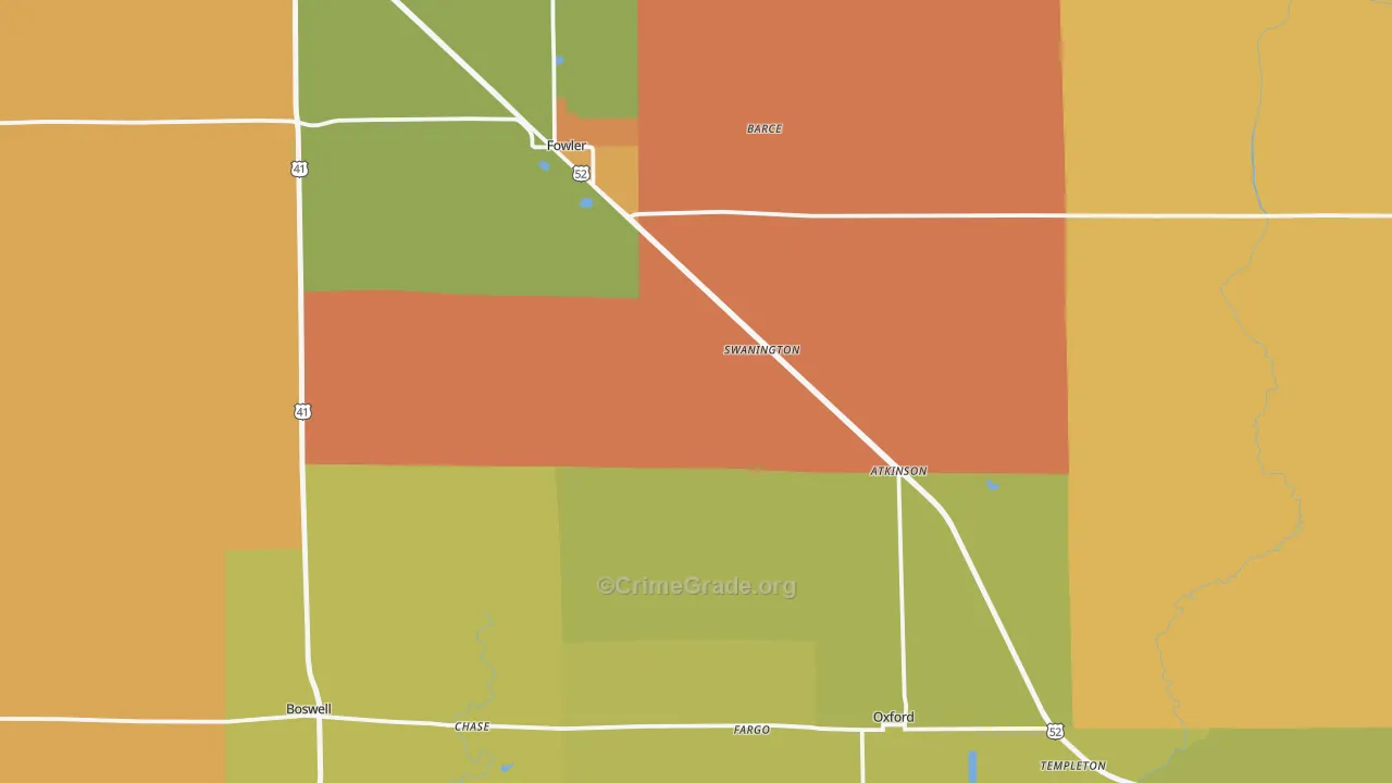 Benton County, IN Map of Assault Rates