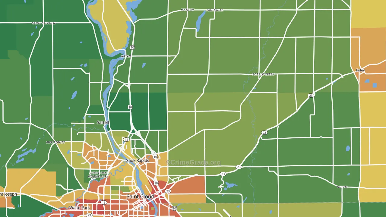 Benton County, MN Map of Assault Rates