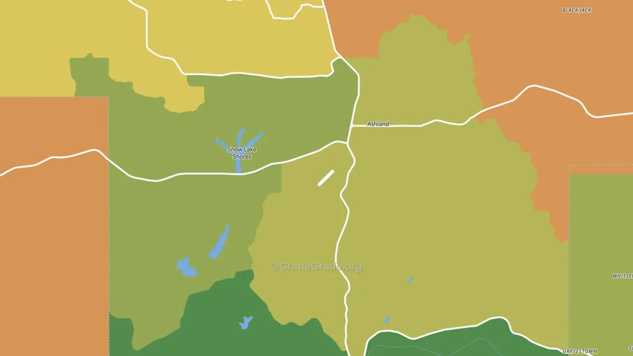 Benton County, MS Map of Assault Rates