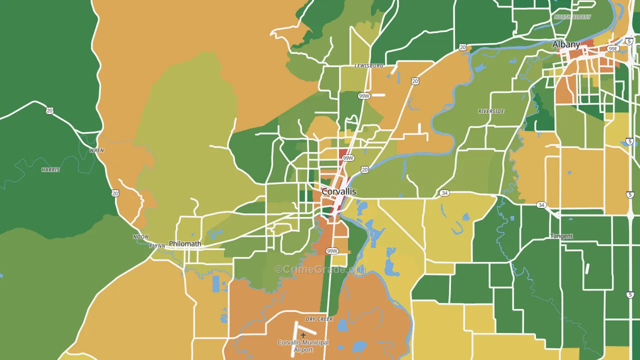 Benton County, OR Map of Assault Rates