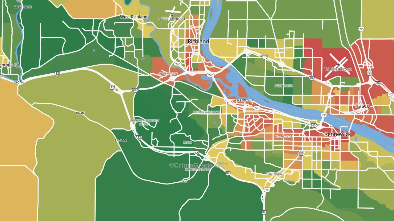Benton County, WA Map of Assault Rates