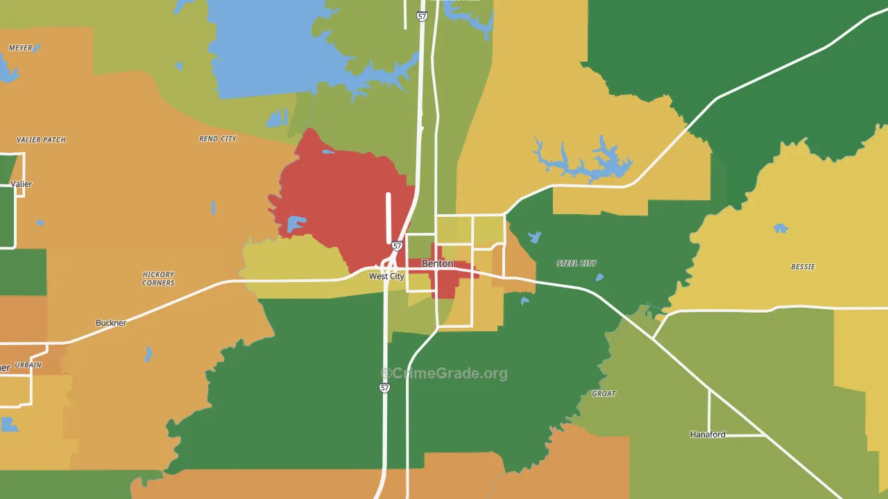 Benton, IL Map of Assault Rates
