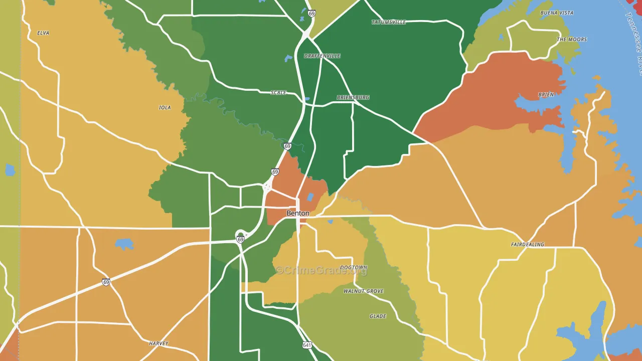 Benton, KY Map of Assault Rates