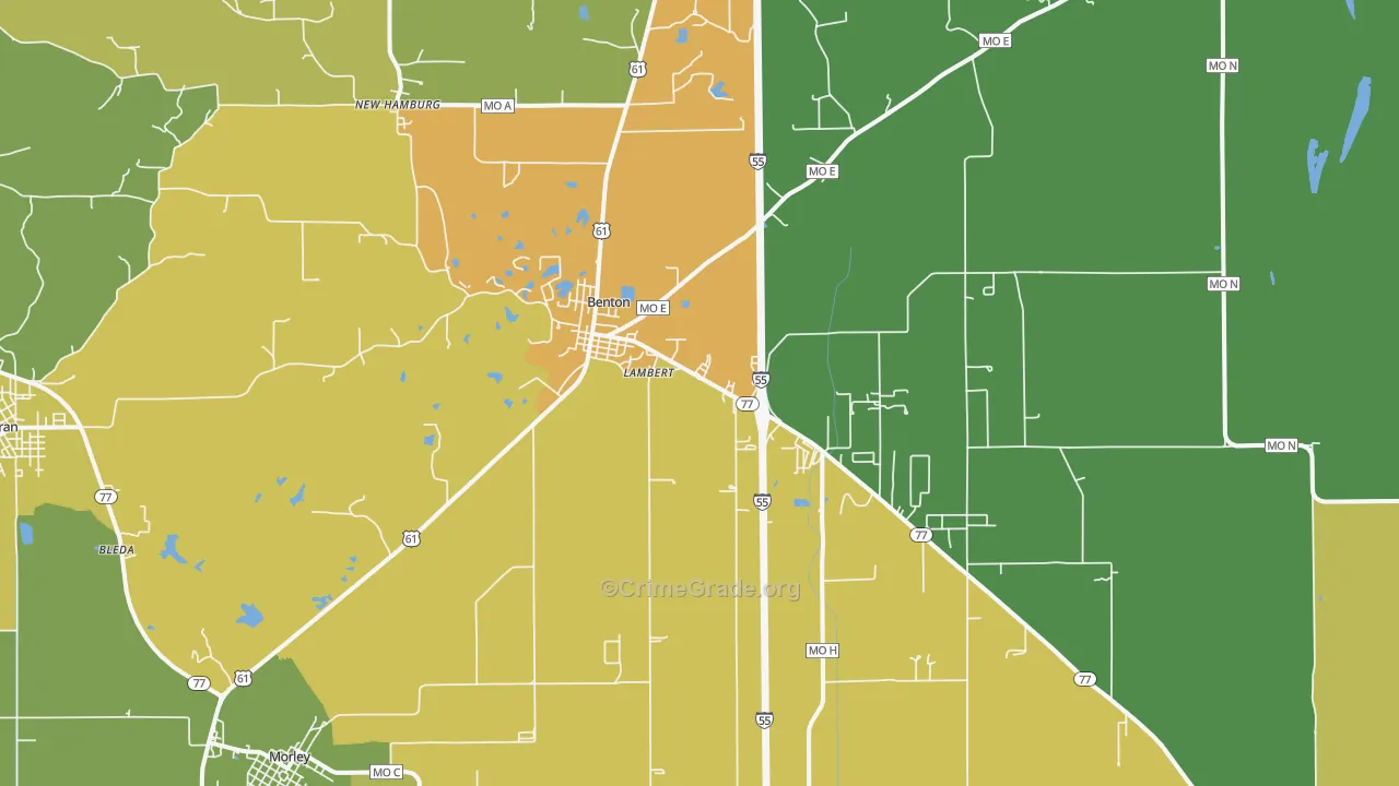 Benton, MO Map of Assault Rates