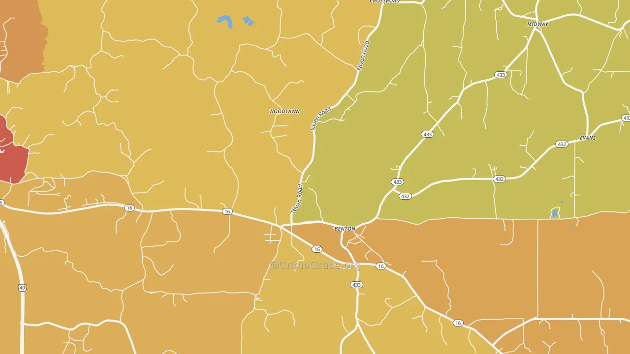 Benton, MS Map of Assault Rates