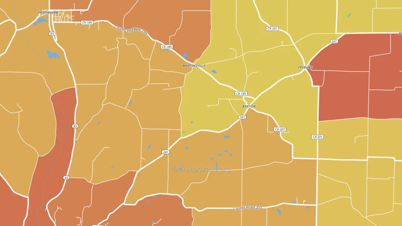 Benton, OH Map of Assault Rates