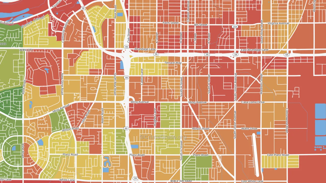 Benton Park, Bakersfield, CA Map of Assault Rates